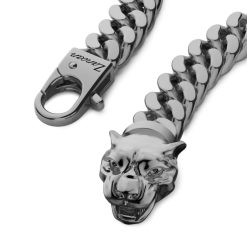 Bracelets | Zancan Gioielli Zancan Silver Curb Chain Bracelet With Panther Head Closure.