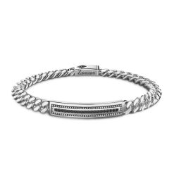 Bracelets | Zancan Gioielli Zancan Silver Curb Chain Bracelet With Black Stones. 19