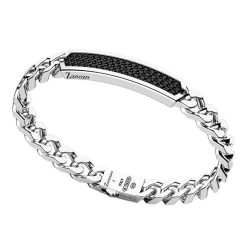 Bracelets | Zancan Gioielli Zancan Silver Curb Chain Bracelet With Tag And Black Stones. 20