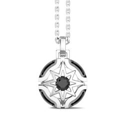 Colliers | Zancan Gioielli Zancan Silver Necklace With Wind Rose Pendant And Black Stone.