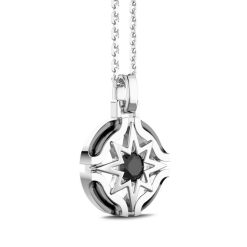 Colliers | Zancan Gioielli Zancan Silver Necklace With Wind Rose Pendant And Black Stone.