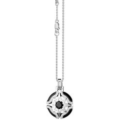 Colliers | Zancan Gioielli Zancan Silver Necklace With Wind Rose Pendant And Black Stone.