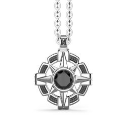 Colliers | Zancan Gioielli Zancan Silver Necklace With Wind Rose Pendant And Black Stone.