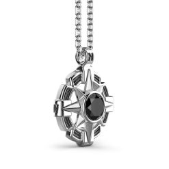 Colliers | Zancan Gioielli Zancan Silver Necklace With Wind Rose Pendant And Black Stone.