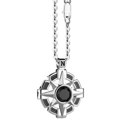 Colliers | Zancan Gioielli Zancan Silver Necklace With Wind Rose Pendant And Black Stone.