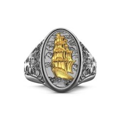 Bagues | Zancan Gioielli Zancan Burnished Silver Ring With Sailboat. 20