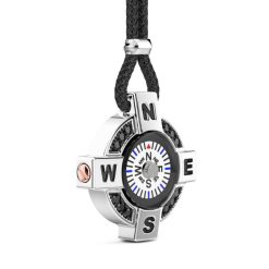 Colliers | Zancan Gioielli Zancan Necklace With A White Silver Compass And Black Spinels.