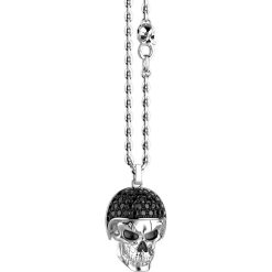 Colliers | Zancan Gioielli Zancan Silver Necklace With Biker Skull Pendant With Black Stones.