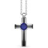 Colliers | Zancan Gioielli Zancan Silver Necklace With Cross Pendant And Lapis Lazuli Stone.