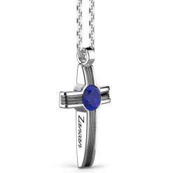 Colliers | Zancan Gioielli Zancan Silver Necklace With Cross Pendant And Lapis Lazuli Stone.