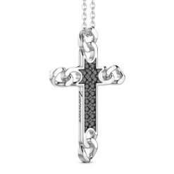 Colliers | Zancan Gioielli Collier Zancan En Argent Avec Pendentif Croix Et Pierres Naturelles. Noir