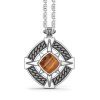 Colliers | Zancan Gioielli Zancan Silver Necklace With Wind Rose Pendant And Tiger'S Eye Stone.