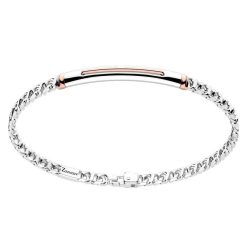 Bracelets | Zancan Gioielli Zancan Silver Curb Chain Bracelet With Tag And Rose Gold Inserts.