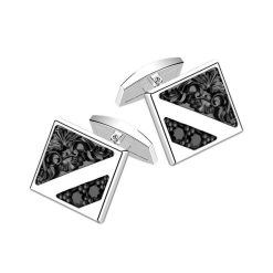 Boutons De Manchette | Zancan Gioielli Zancan Blocky Burnished Silver Cufflinks With Black Stones.