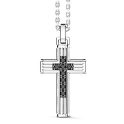 Colliers | Zancan Gioielli Zancan Silver Necklace With Cross Pendant And Black Spinels.