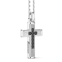 Colliers | Zancan Gioielli Zancan Silver Necklace With Cross Pendant And Black Spinels.