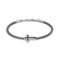 Bracelets | Zancan Gioielli Zancan Soft Bracelet With Silver Beads And Cross With Stones. 19