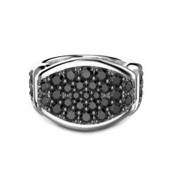 Bagues | Zancan Gioielli Zancan Silver Signet Ring With Black Stones. 18