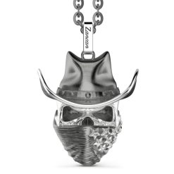 Colliers | Zancan Gioielli Zancan Silver Necklace With Cowboy Skull Pendant. Noir