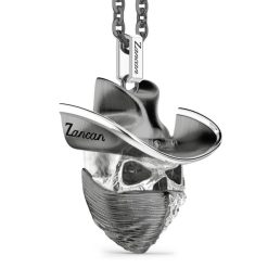 Colliers | Zancan Gioielli Zancan Silver Necklace With Cowboy Skull Pendant. Noir