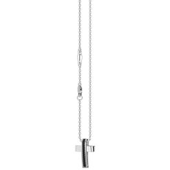 Colliers | Zancan Gioielli Zancan Silver Necklace With Cross Pendant And Black Stones.