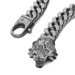 Bracelets | Zancan Gioielli Zancan Silver Curb Chain Bracelet With Lion Head Closure.