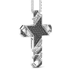 Colliers | Zancan Gioielli Collier Zancan En Argent Avec Pendentif Croix Et Pierres. Noir