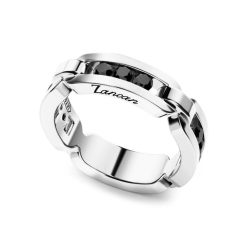 Bagues | Zancan Gioielli Zancan Silver Band Ring With Black Stones. 18