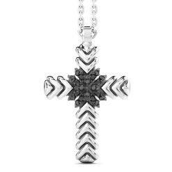 Colliers | Zancan Gioielli Zancan Silver Necklace With Cross Pendant And Black Stones.