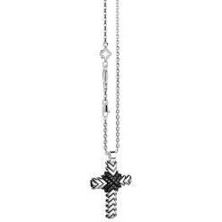 Colliers | Zancan Gioielli Zancan Silver Necklace With Cross Pendant And Black Stones.