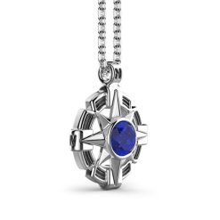 Colliers | Zancan Gioielli Zancan Silver Necklace With Wind Rose Pendant And Blue Stone.