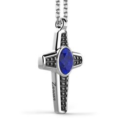 Colliers | Zancan Gioielli Silver Necklace With Lapis Lazuli Cross Pendant.