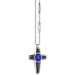 Colliers | Zancan Gioielli Silver Necklace With Lapis Lazuli Cross Pendant.