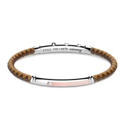 Bracelets | Zancan Gioielli Zancan Black Silicone Bracelet With Silver Tag And Rose Gold Details. Marron