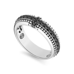 Bagues | Zancan Gioielli Zancan Silver Band Ring With Black Stone. 18