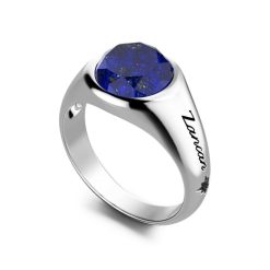 Bagues | Zancan Gioielli Zancan Round Silver Signet Ring With Lapis Lazuli. 18