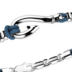 Bracelets | Zancan Gioielli Zancan Silver Bracelet With Silver Hook. Bleu Aviateur