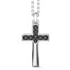 Colliers | Zancan Gioielli Zancan Silver Necklace With Cross Pendant And Black Stones.