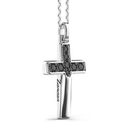 Colliers | Zancan Gioielli Zancan Silver Necklace With Cross Pendant And Black Stones.