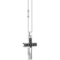 Colliers | Zancan Gioielli Zancan Silver Necklace With Cross Pendant And Black Stones.