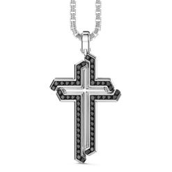 Colliers | Zancan Gioielli Collier Zancan En Argent Avec Pendentif Croix Et Pierres. Noir