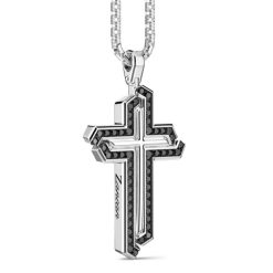 Colliers | Zancan Gioielli Collier Zancan En Argent Avec Pendentif Croix Et Pierres. Noir