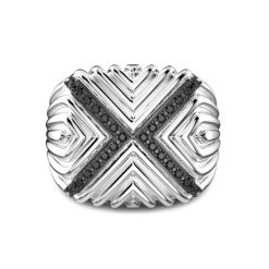 Bagues | Zancan Gioielli Zancan Silver Signet Ring With Black Stones. 18