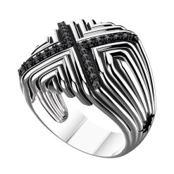 Bagues | Zancan Gioielli Zancan Silver Signet Ring With Black Stones. 18