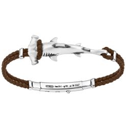 Bracelets | Zancan Gioielli Zancan Silver And Leather Bracelet With Shark. Marron