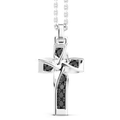 Colliers | Zancan Gioielli Zancan Silver Necklace With Cross Pendant And Black Spinels.