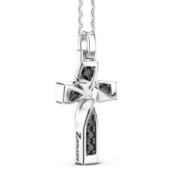 Colliers | Zancan Gioielli Zancan Silver Necklace With Cross Pendant And Black Spinels.