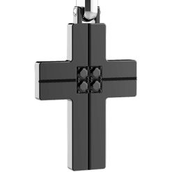 Colliers | Zancan Gioielli Zancan Steel Necklace With Cross And Black Diamonds.