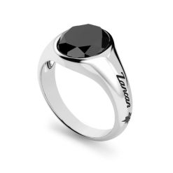 Bagues | Zancan Gioielli Zancan Round Silver Signet Ring With Onyx Stone. 18