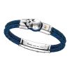 Bracelets | Zancan Gioielli Zancan Leather Bracelet With Silver Skull. Bleu